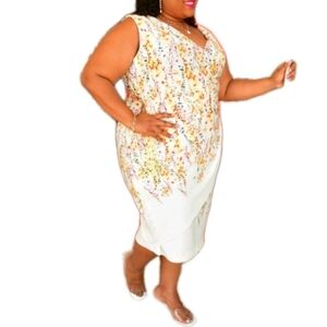 NEW MAISON TARA floral Wrap Midi dress White Size 22W